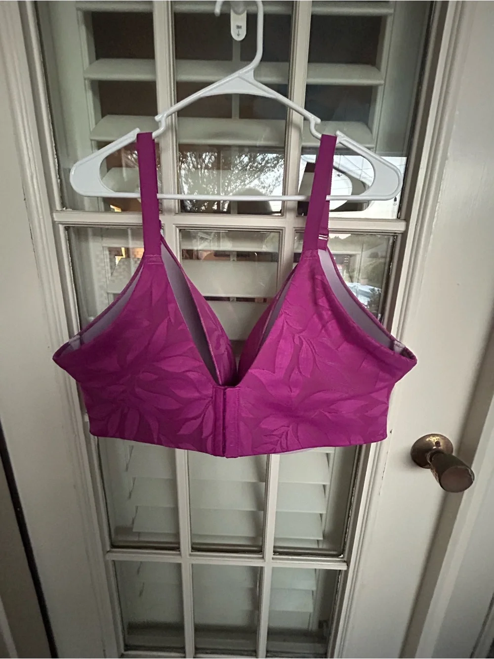 Cacique Magenta Leaf Jacquard Underwire Bra